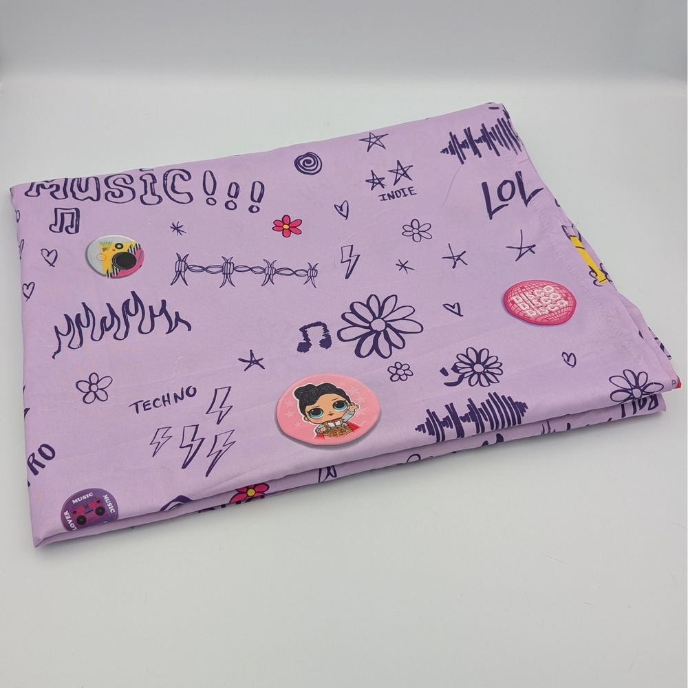 LOL Surprise Twin Flat Sheet Purple Music Punk Rockstar Fabric Bedding Crafting